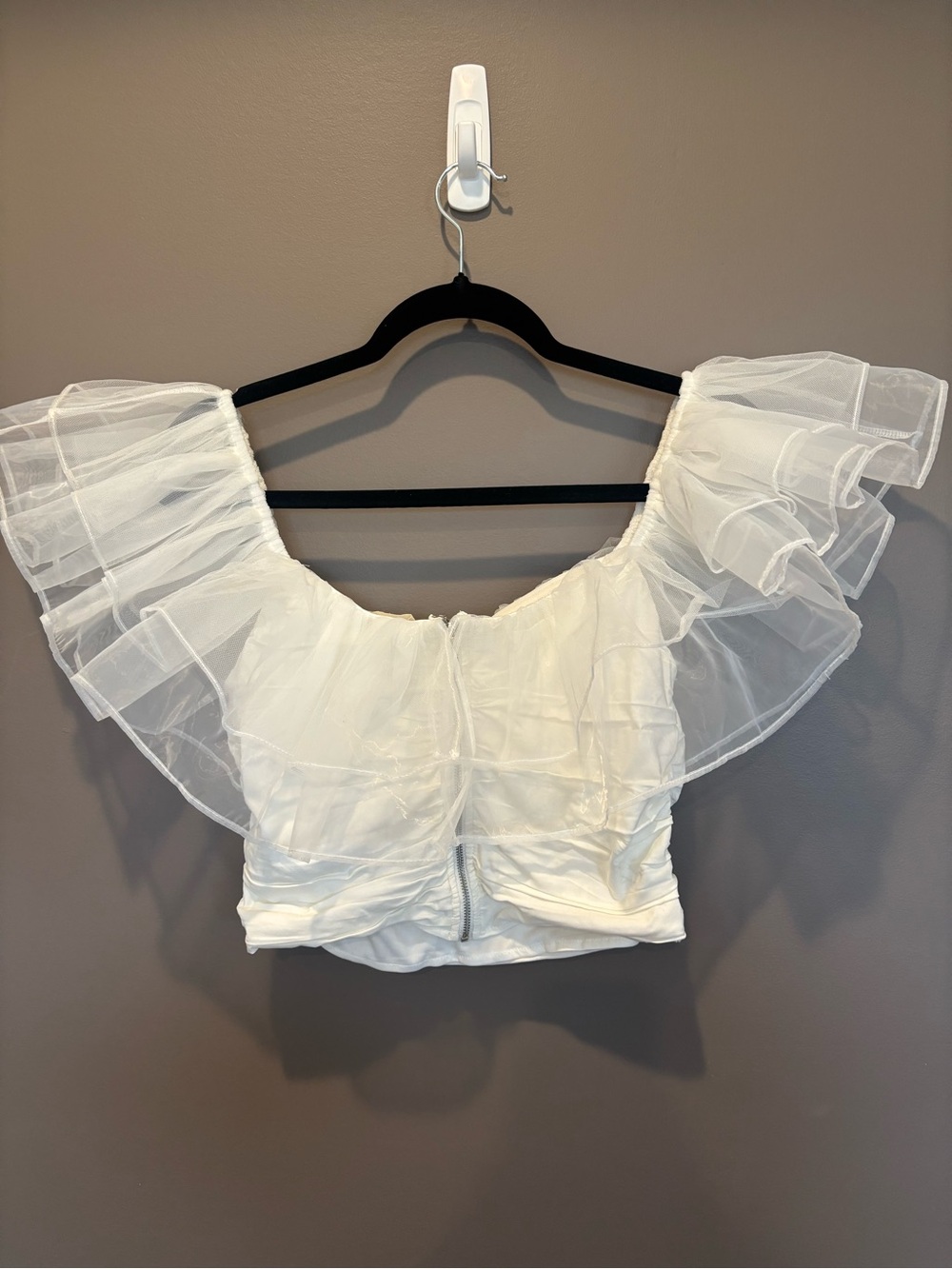 Altar'd State Cream Ruffled Organza Crop Top - Picture 6 of 7